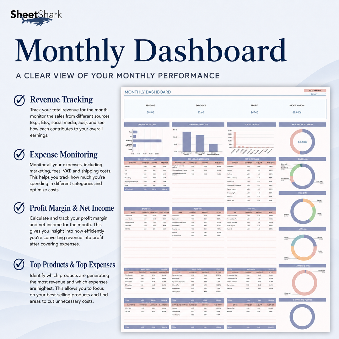 Etsy Seller Spreadsheet – Excel spreadsheet template preview