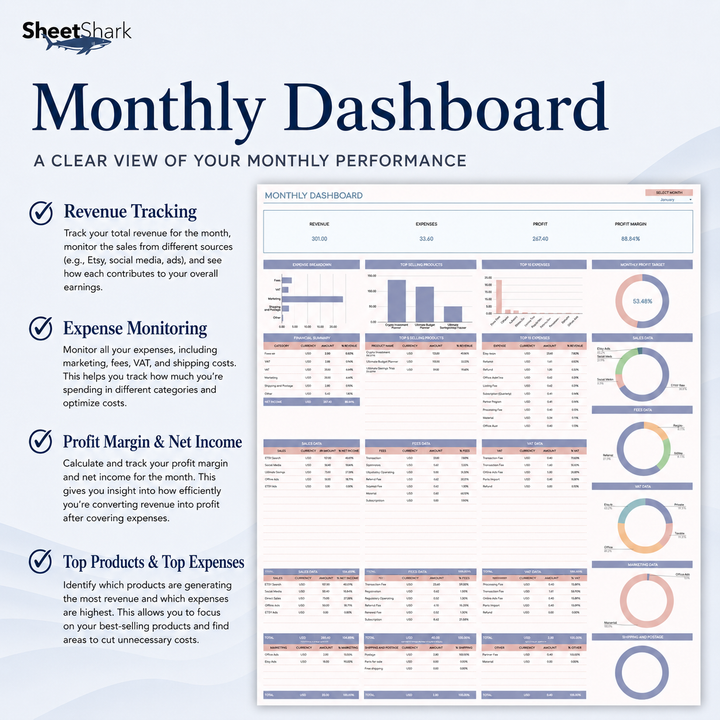 Etsy Seller Spreadsheet – Excel spreadsheet template preview