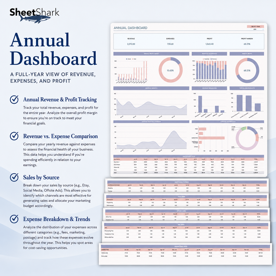 Etsy Seller Spreadsheet – digital download template preview