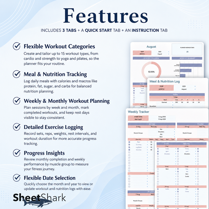 Fitness Planner Spreadsheet – spreadsheet template screenshot