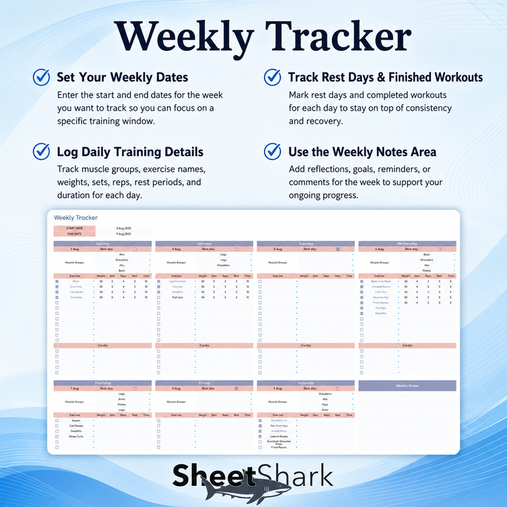 Fitness Planner Spreadsheet – Google Sheets compatible template
