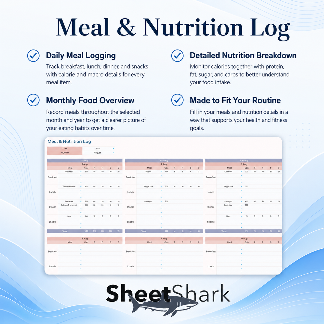 Fitness Planner Spreadsheet – Excel spreadsheet template preview
