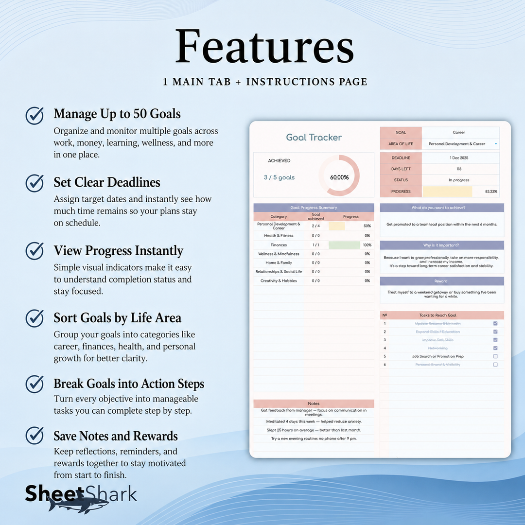 Goal Planner Spreadsheet – spreadsheet template screenshot