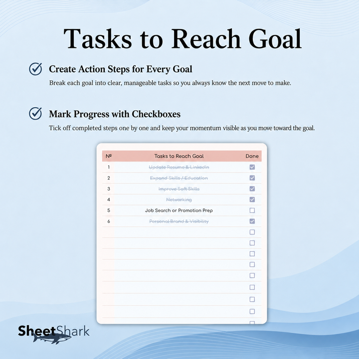 Goal Planner Spreadsheet – Google Sheets compatible template