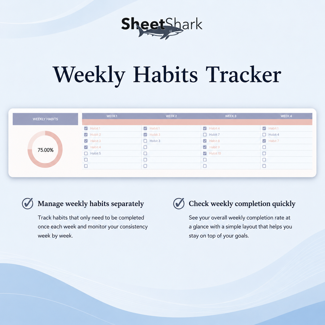 Habit Tracker Spreadsheet – Excel spreadsheet template preview