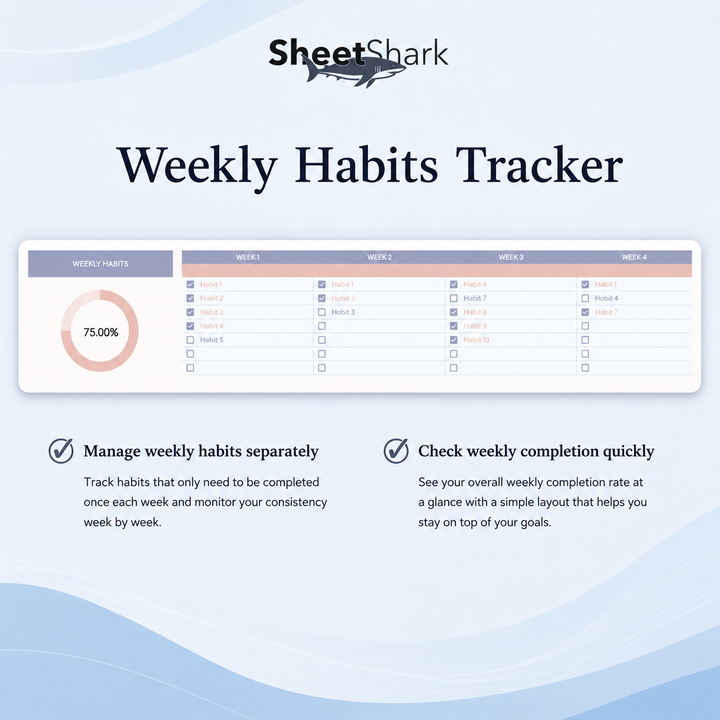 Habit Tracker Spreadsheet – Excel spreadsheet template preview