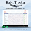 Habit Tracker Spreadsheet – preview for Excel and Google Sheets