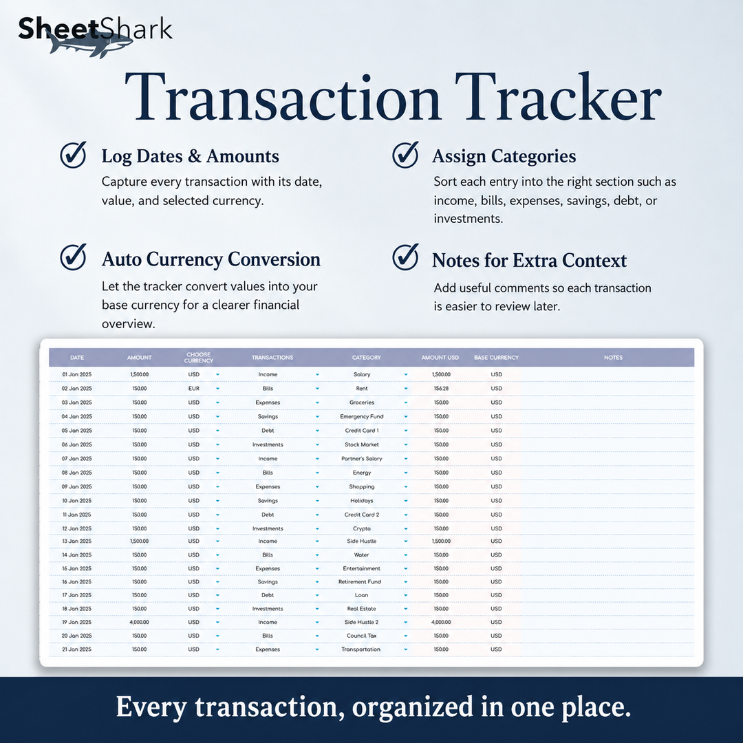 Income & Expense Tracker Spreadsheet – template features view