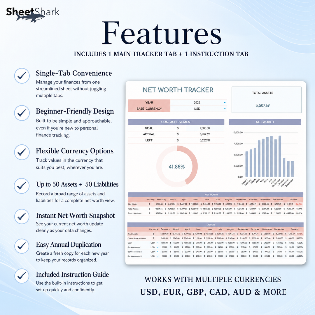 Net Worth Tracker Spreadsheet – spreadsheet template screenshot