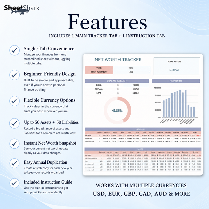 Net Worth Tracker Spreadsheet – spreadsheet template screenshot
