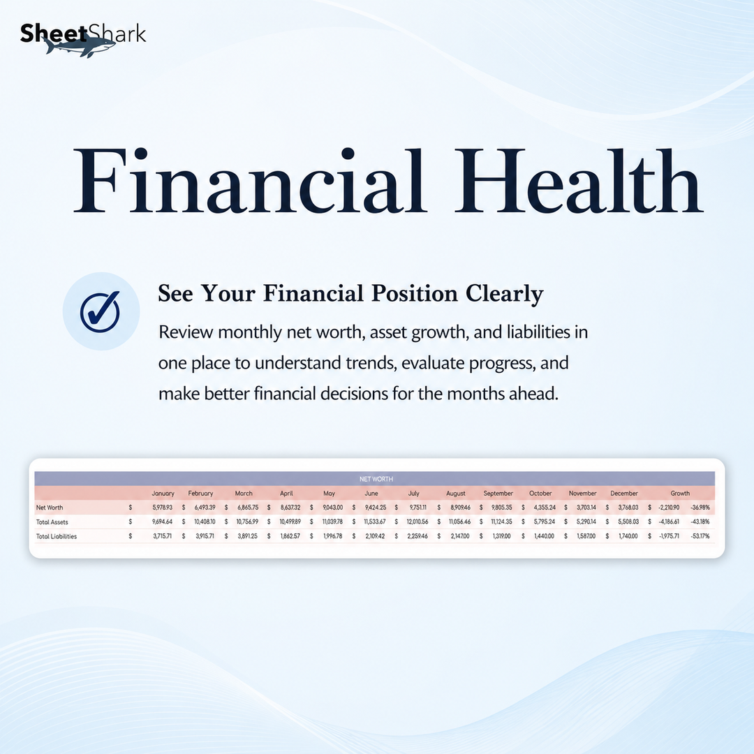 Net Worth Tracker Spreadsheet – example spreadsheet screenshot