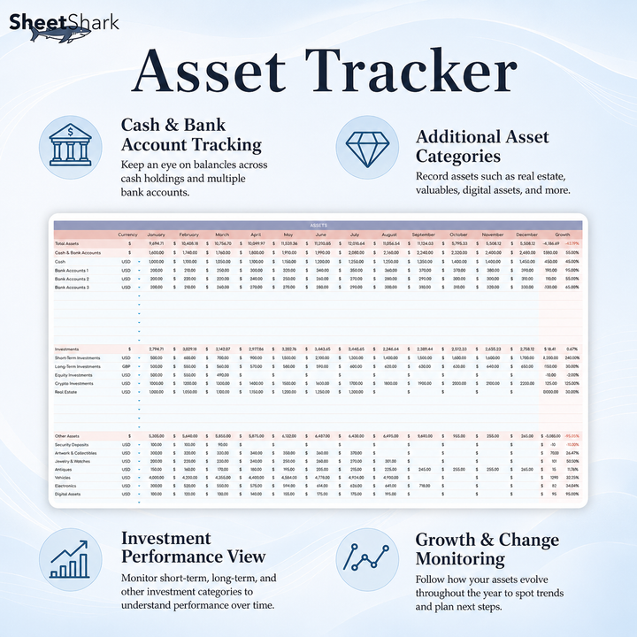 Net Worth Tracker Spreadsheet – Google Sheets compatible template