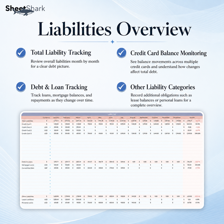 Net Worth Tracker Spreadsheet – Excel spreadsheet template preview