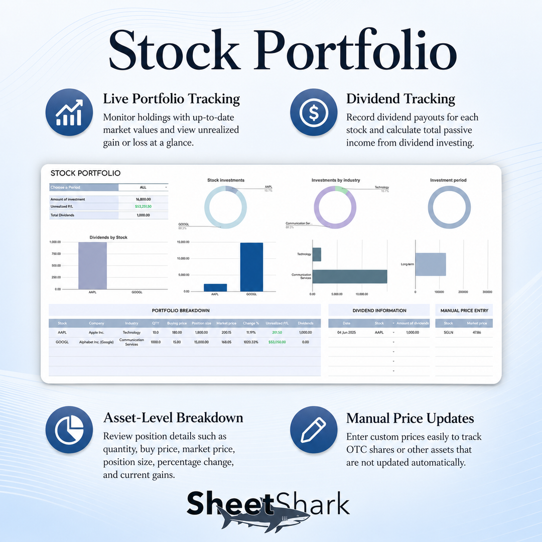 Trading Journal for Options, Stock & Futures – planner spreadsheet screenshot