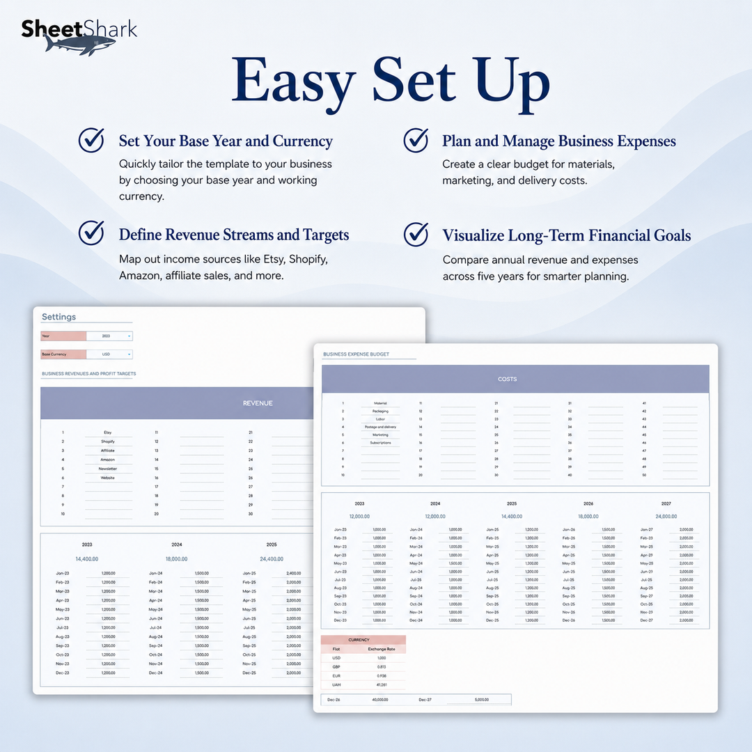 Small Business Bookkeeping Spreadsheet – dashboard and layout overview