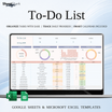 To-Do List Spreadsheet – preview for Excel and Google Sheets
