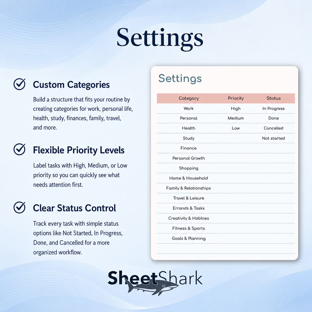 To-Do List Spreadsheet – dashboard and layout overview