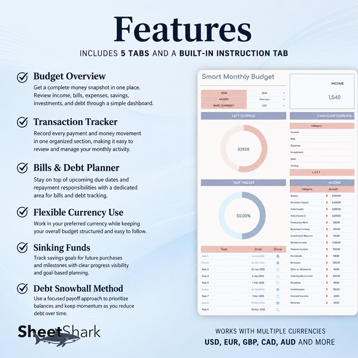 Monthly Budget Spreadsheet – spreadsheet template screenshot