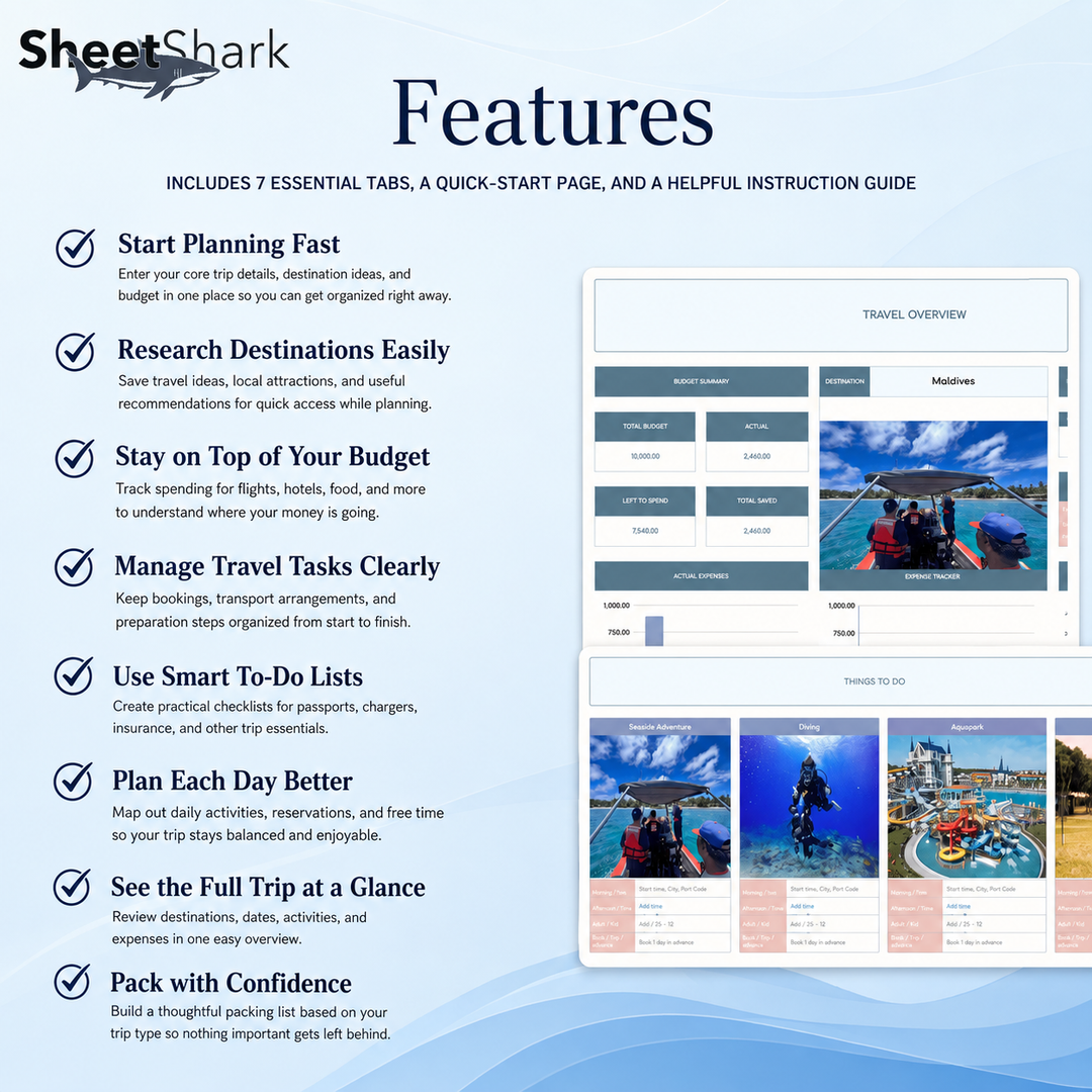 Travel Planner Spreadsheet – spreadsheet template screenshot