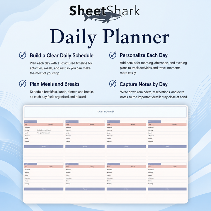 Travel Planner Spreadsheet – Google Sheets compatible template