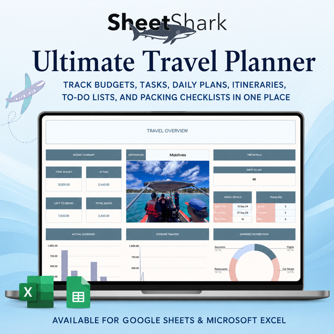 Travel Planner Spreadsheet – preview for Excel and Google Sheets