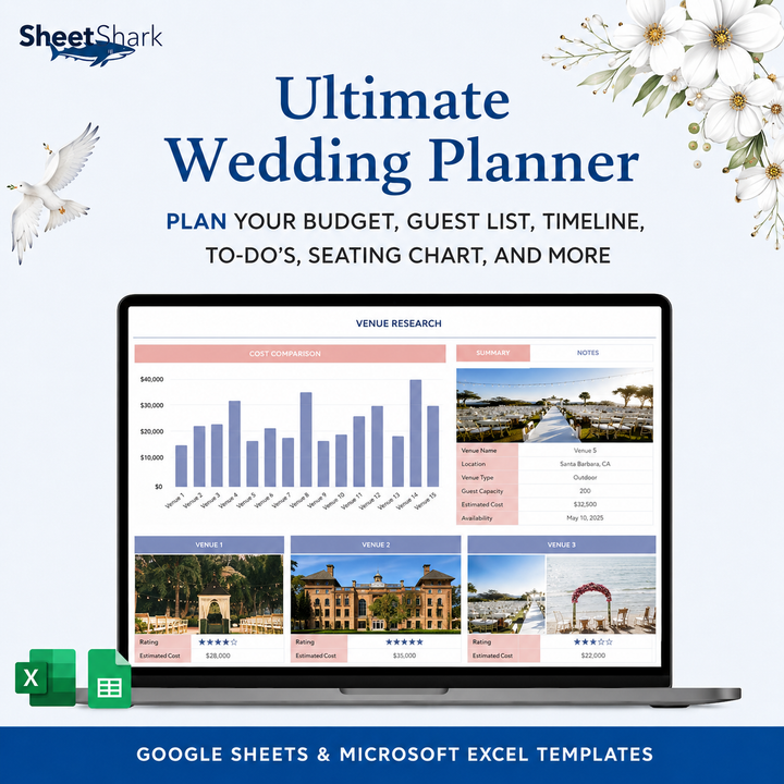Wedding Planner Spreadsheet – preview for Excel and Google Sheets