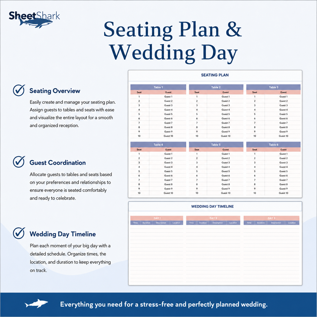 Wedding Planner Spreadsheet – SheetShark spreadsheet template